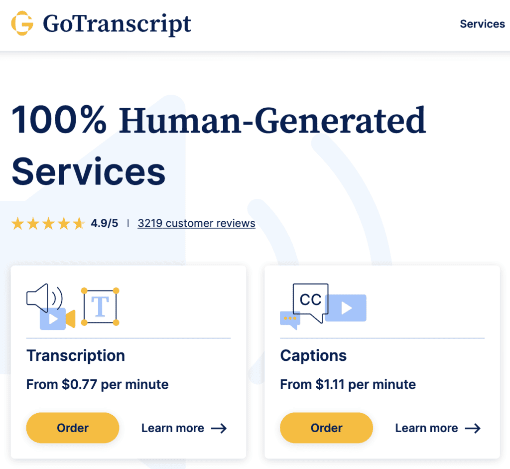 GoTranscript è un servizio di trascrizione